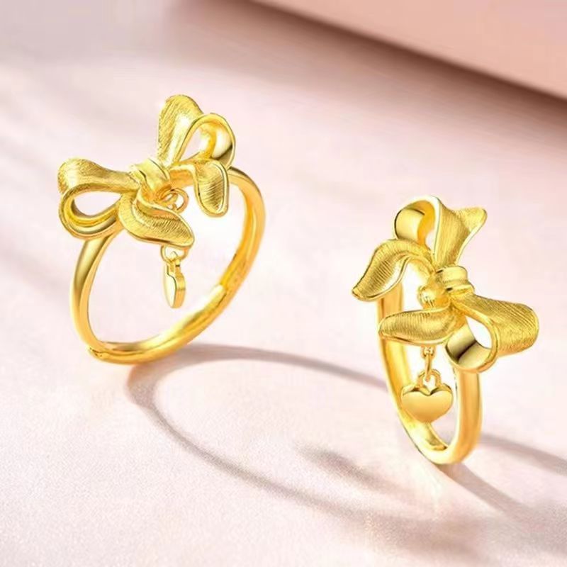 Gold Lucky Four-leaf Clover Opening Adjustable Rings