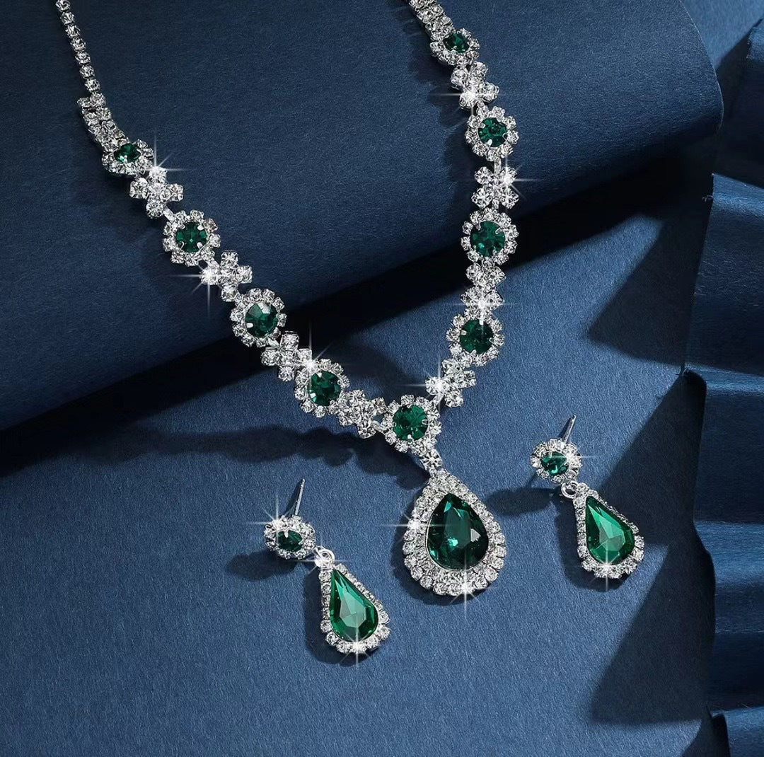 Drop-shaped Ink Blue Suite Claw Chain Jewelry Set