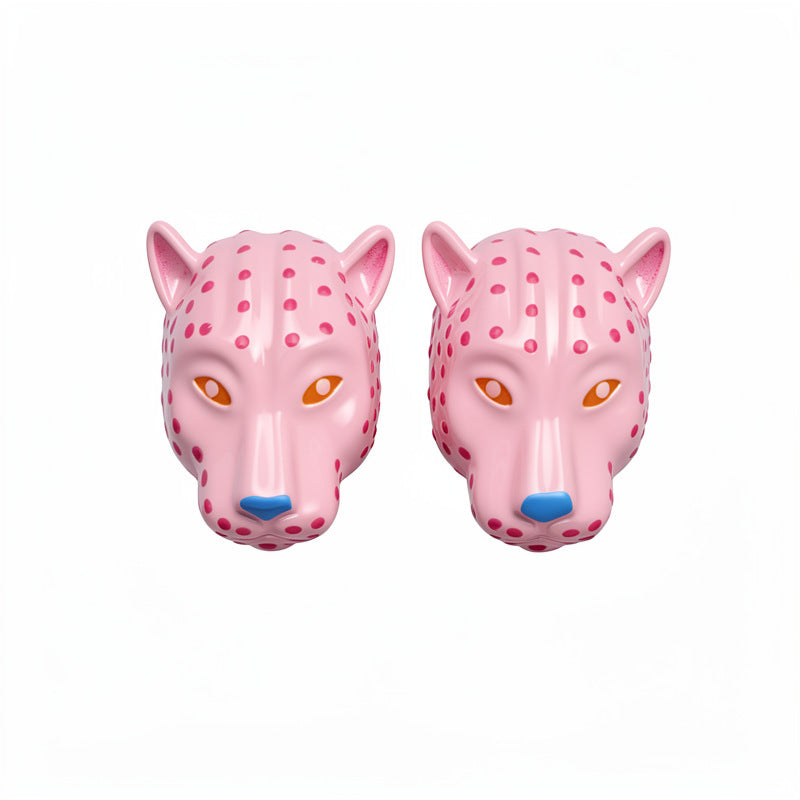 Women's Pink Leopard Head Light Luxury High-grade Niche Personality Temperament Jewelry Set