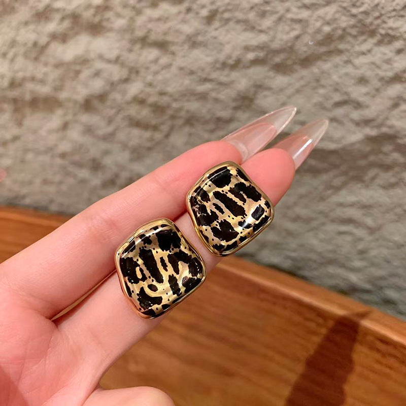Square Leopard Print High Sense Elegant Rings