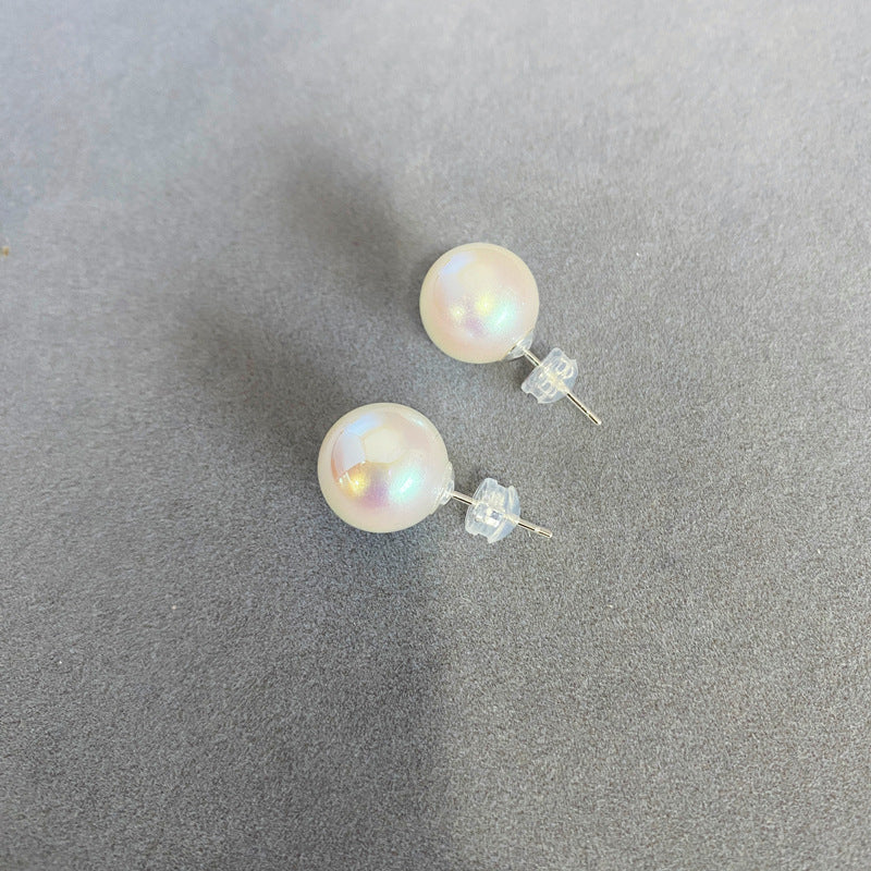 Circle Pearl Sterling Sier Ear Bright Earrings