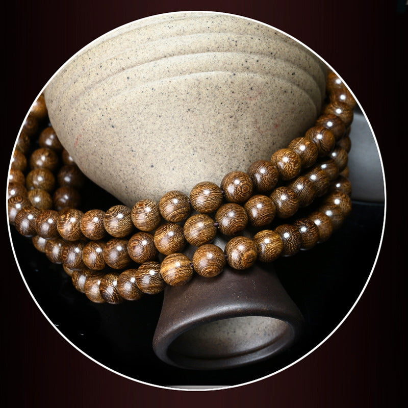 Women's & Men's Golden Sandalwood Submerged Buddha Beads Stall Bracelets