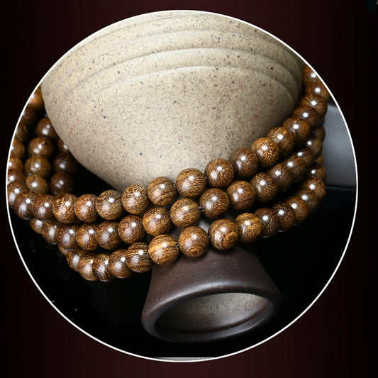 Women's & Men's Golden Sandalwood Submerged Buddha Beads Stall Bracelets