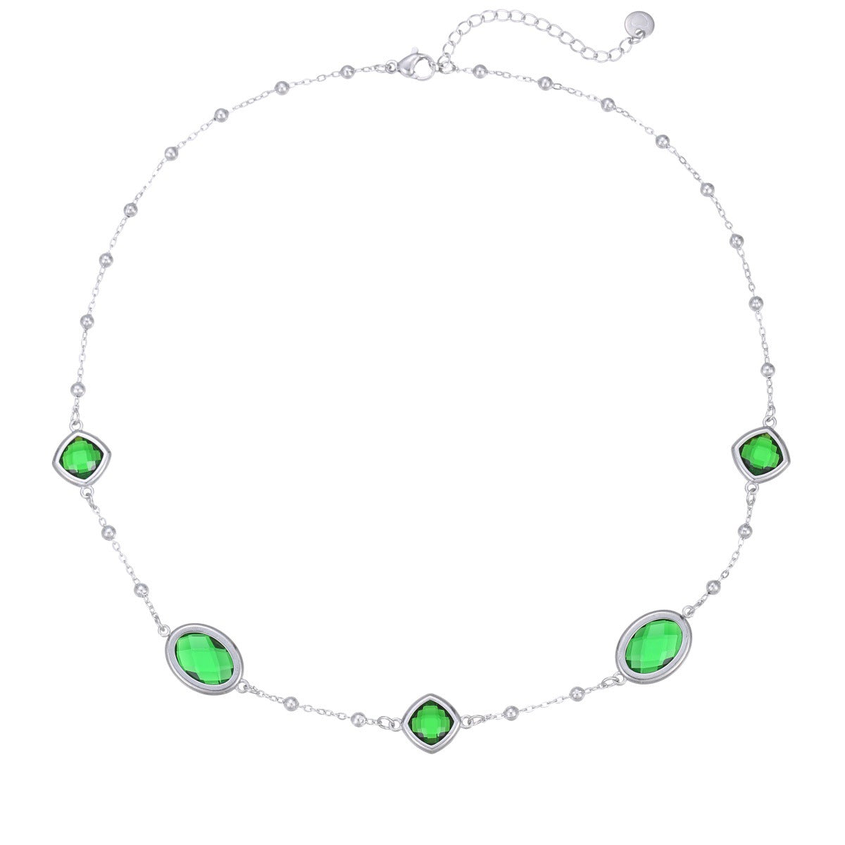 Style Gentle Colored Gems Edging Bead Clavicle Chain Niche Necklace