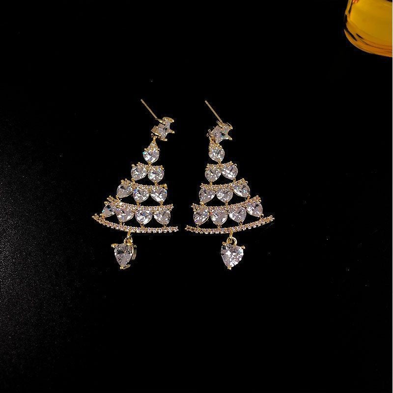Women's Billion Ornament Christmas Tree High-grade Temperament Wild Earrings