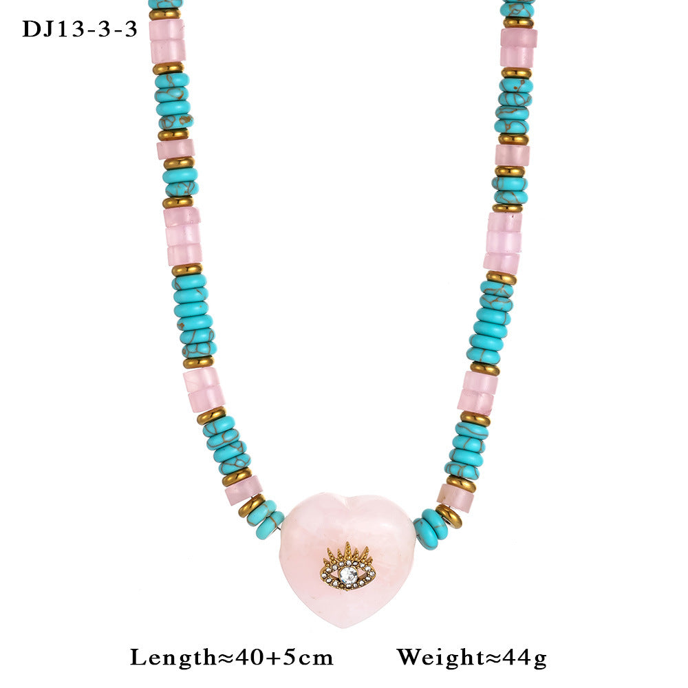 Bohemian Ethnic Style Beaded Devil's Eye Love Natural Stone Necklaces