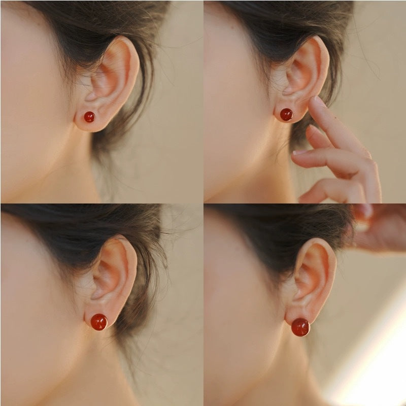 Agate Retro High-grade Chinese Style White Tomato Earrings