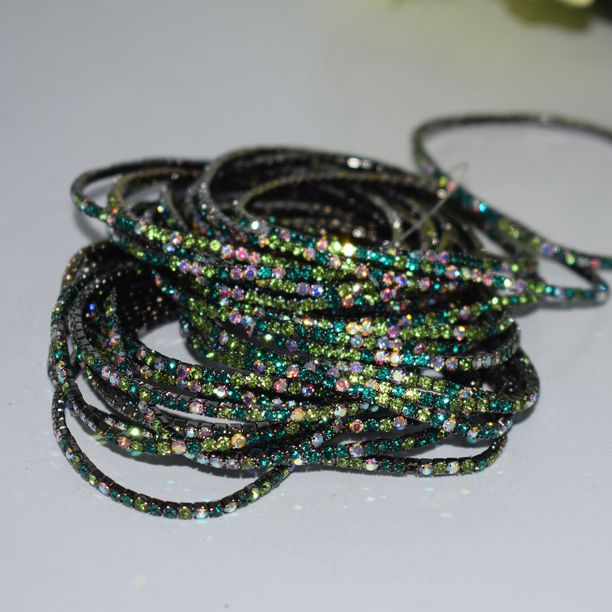 Row Colorful Rhinestone Female Live Grab Chain Bracelets