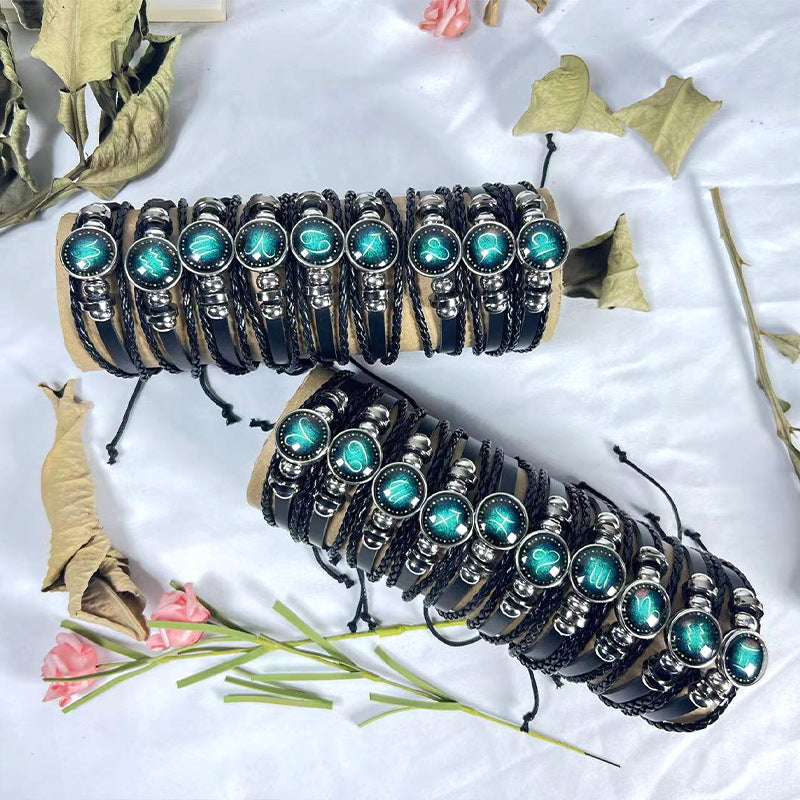 Twee Constellations Woven Constellation Luminous Couple Leather Hand Chain Bracelet