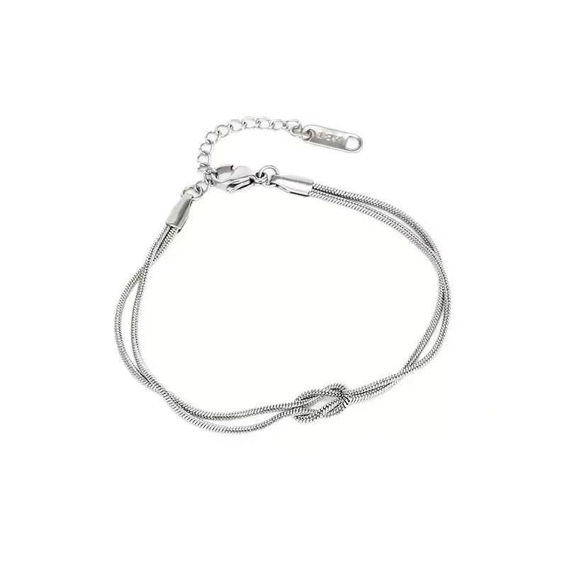 Titanium Steel Female Design Love Knot Snake Bones Chain Simple Bracelet