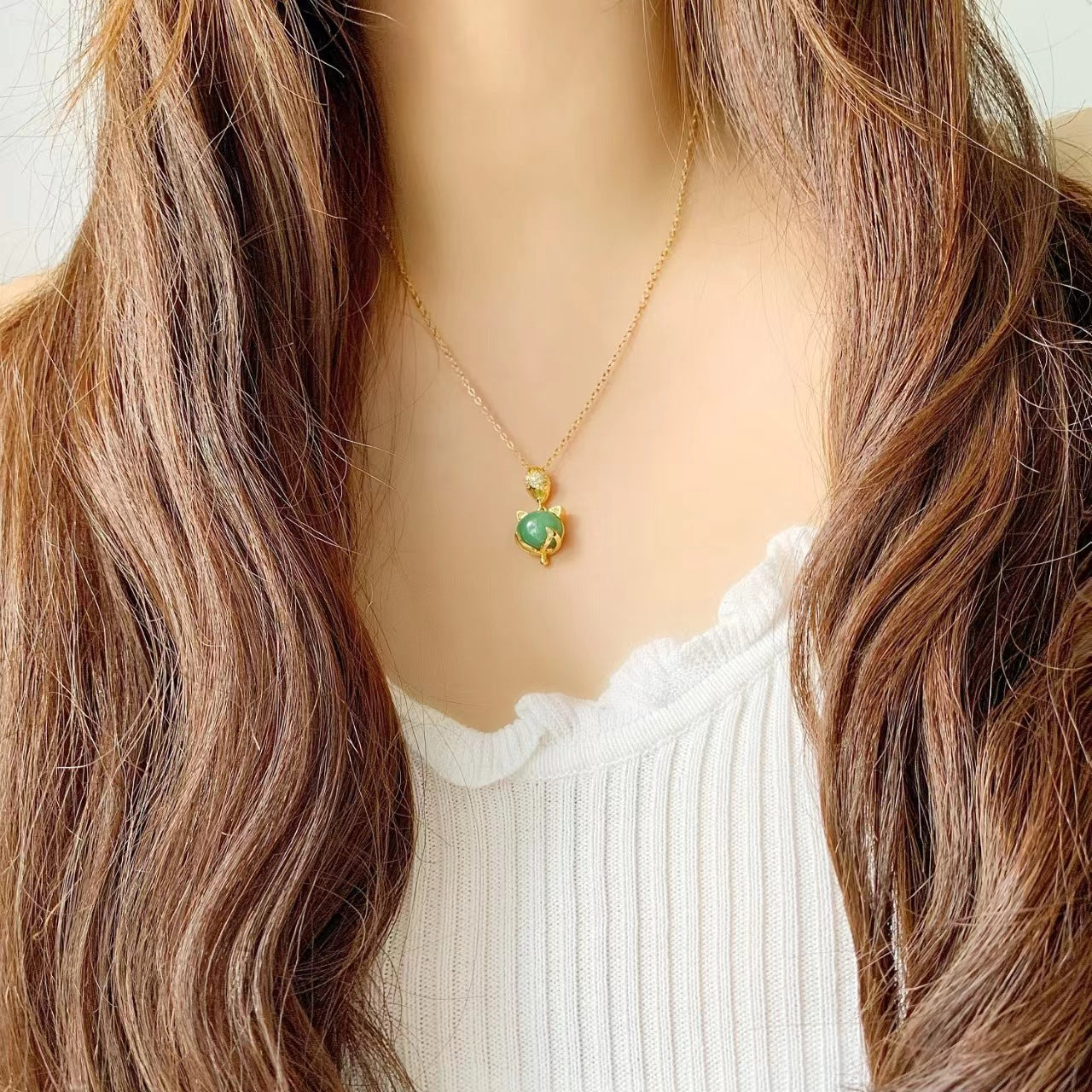 Little Fox Stone Female Clavicle Chain Light Luxury Minority Design Necklaces