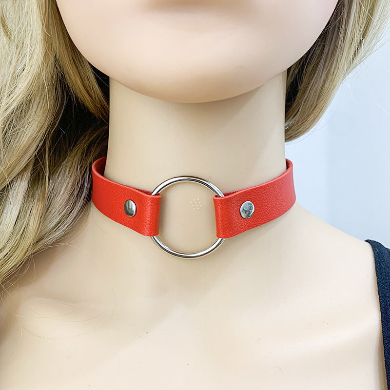 Rock Street Shooting Nightclub Leather Round Necklet Collar