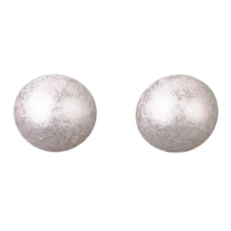 Sier French Vintage Crumpled Pearl Exaggerated Large Stud Earrings