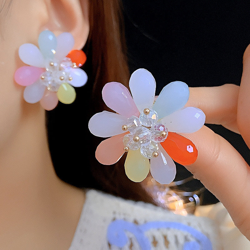 Women's Seaside Vacation Style High-grade Pearl Crystal Tassel Earrings