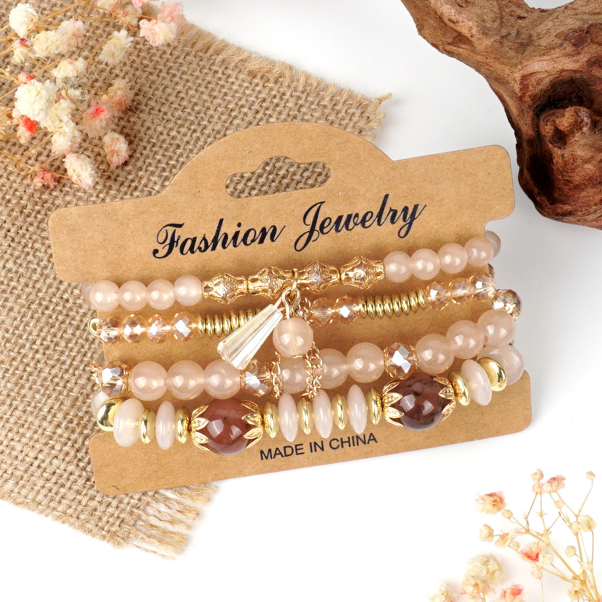 Bohemian Chain Tassel Colored Glass Crystal Bracelet