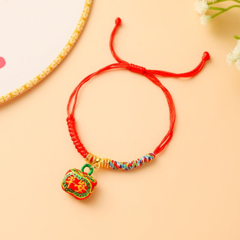 Children's Colorful Braided Rope Wrist String Safe Red Bracelet