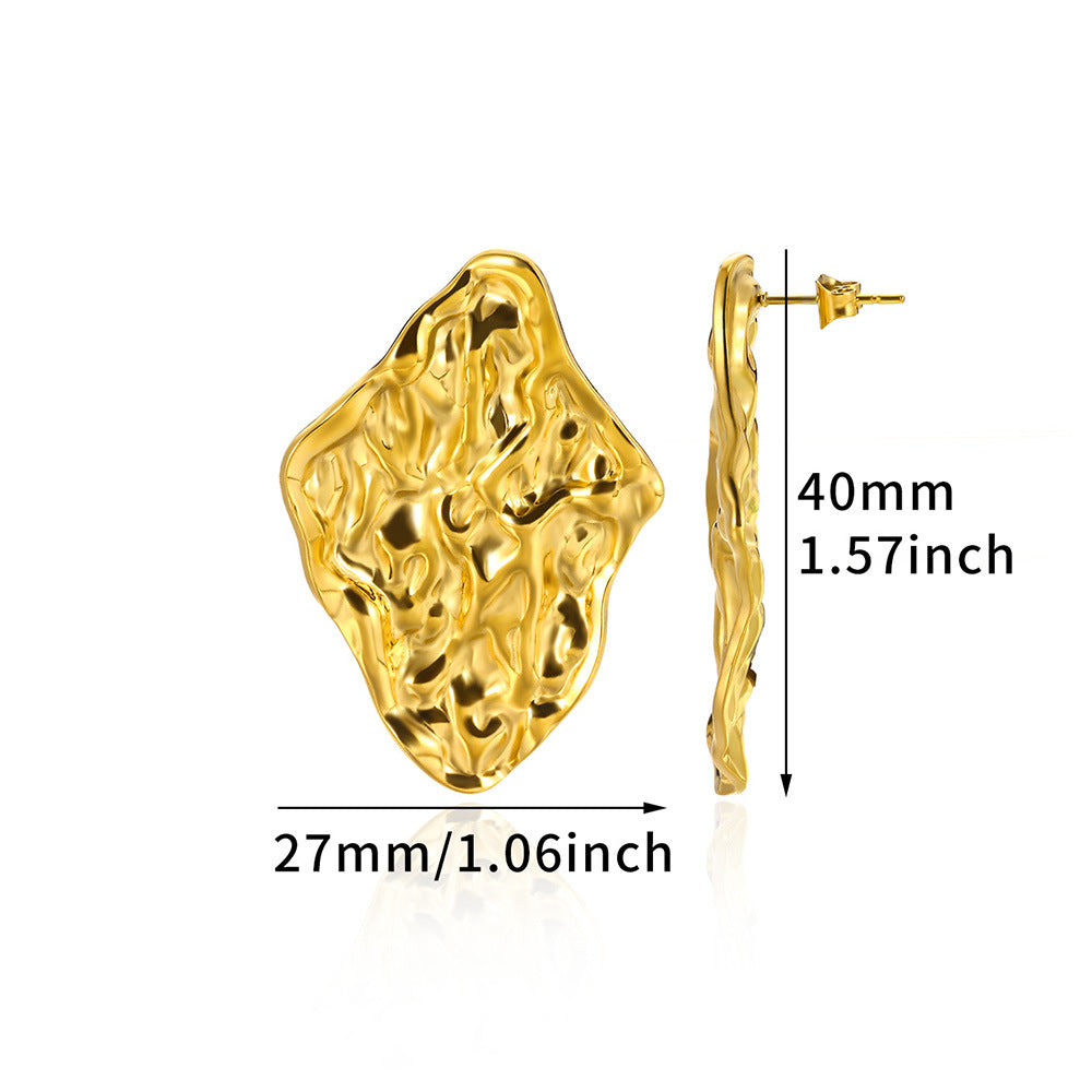 Exaggerated Stainless Steel Golden Flower Female Petal Rings