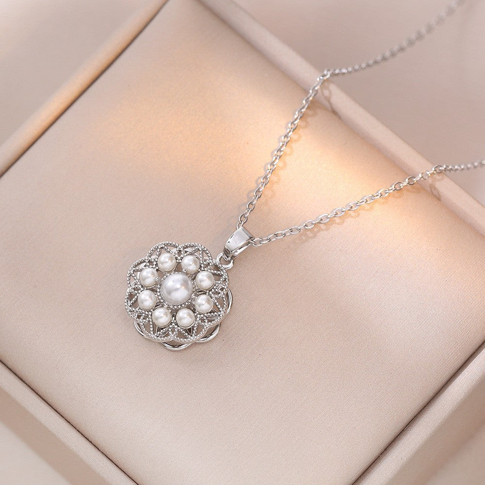 Women's Colorful Flower Titanium Steel Clavicle Chain Necklace