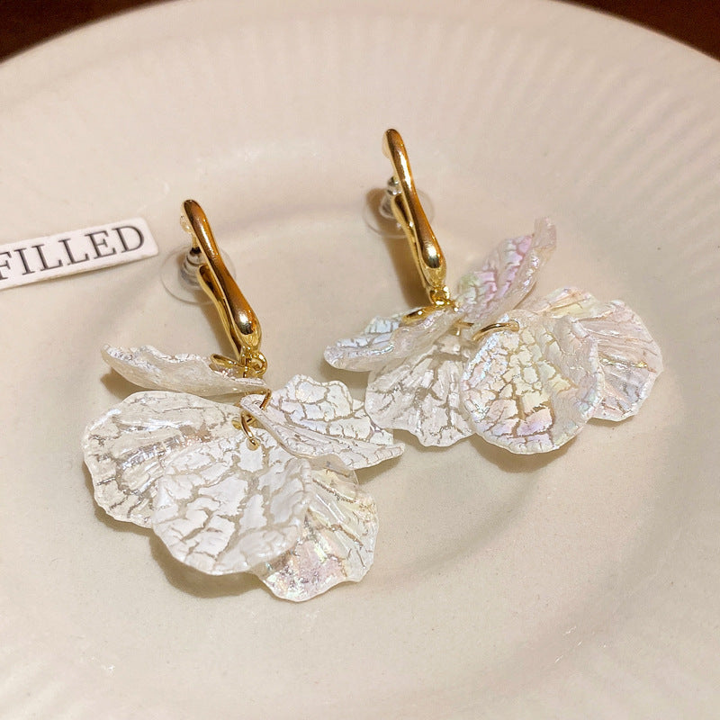 Net Yarn Flowers Tassel Fresh Sweet Earrings