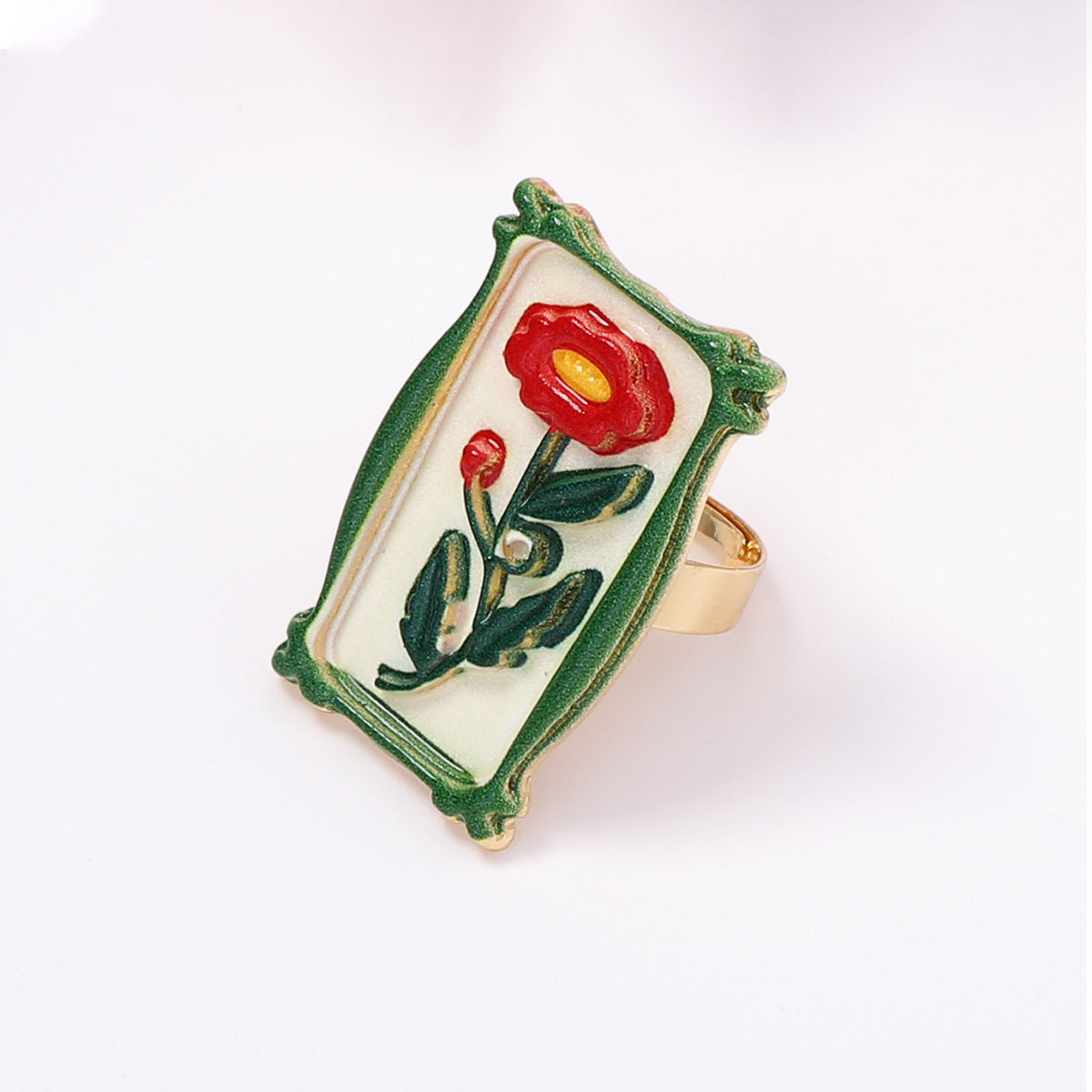 Women's Elegant Geometric Retro Trendy Three-dimensional Oil Dripping Ring