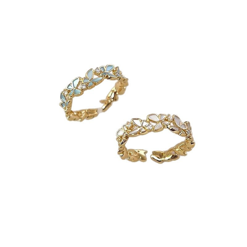 Women's Flower Butterfly For Light Luxury Minority Unique High Sense Index Rings