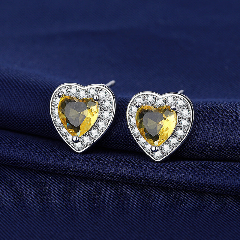Moissanite Ear Female With Hearts Sterling Earrings