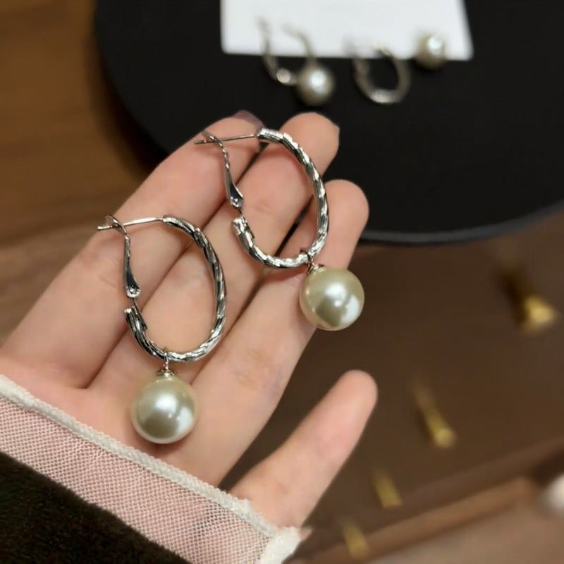 Needle Pearl Ear Graceful Trendy Light Luxury High-grade Design Sense Earrings