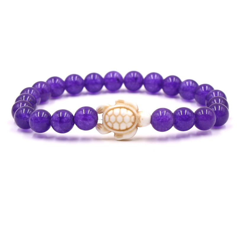Women's & Men's Natural Yellow Tiger's Eye Beads Turquoise Turtle Bracelet