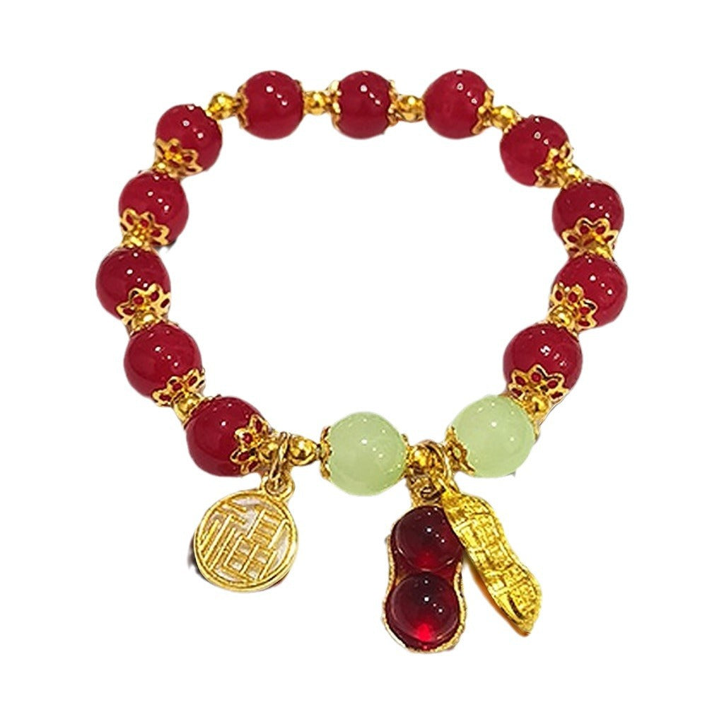 Women's Chinese Style Blessing Card Peanut Design High-grade Temperament Girlfriends Bracelets