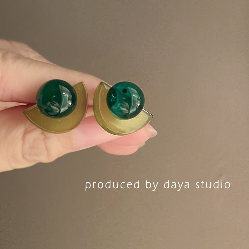 Retro Acrylic Jelly Round Contrast Fashion Earrings