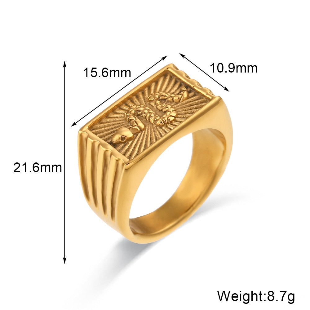 Women's Personality Stainless Steel Gold Plated Retro Rings