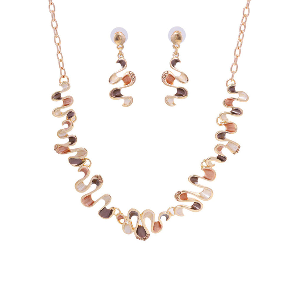 Women's Oil Dripping Design Painting Ripple Geometric Jewelry Set