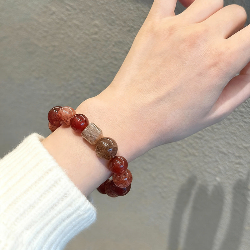Natural Red Sealant Flower Agate Design Bracelet