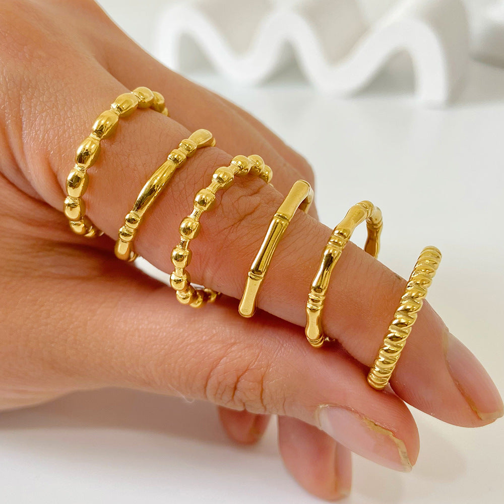 Simple Style Stainless Steel Gold-plated Bamboo Rings