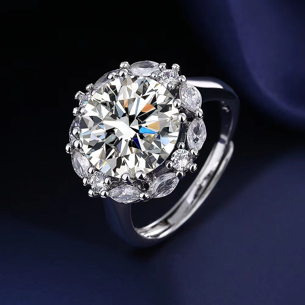 Broadcast Fashion Luxury Female Eight Hearts Arrows Ring