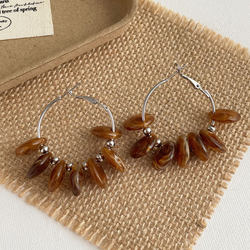 Women's Needle Geometric Irregular Resin Fashionable Retro Earrings