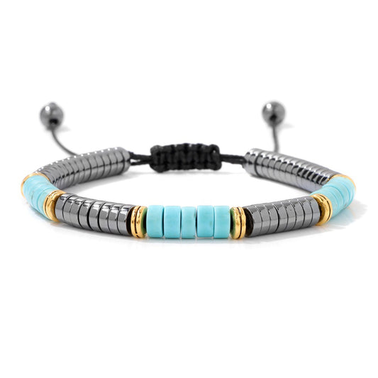 Women's & Men's Spacer Woven Design Turquoise Hollow Bead Bracelets