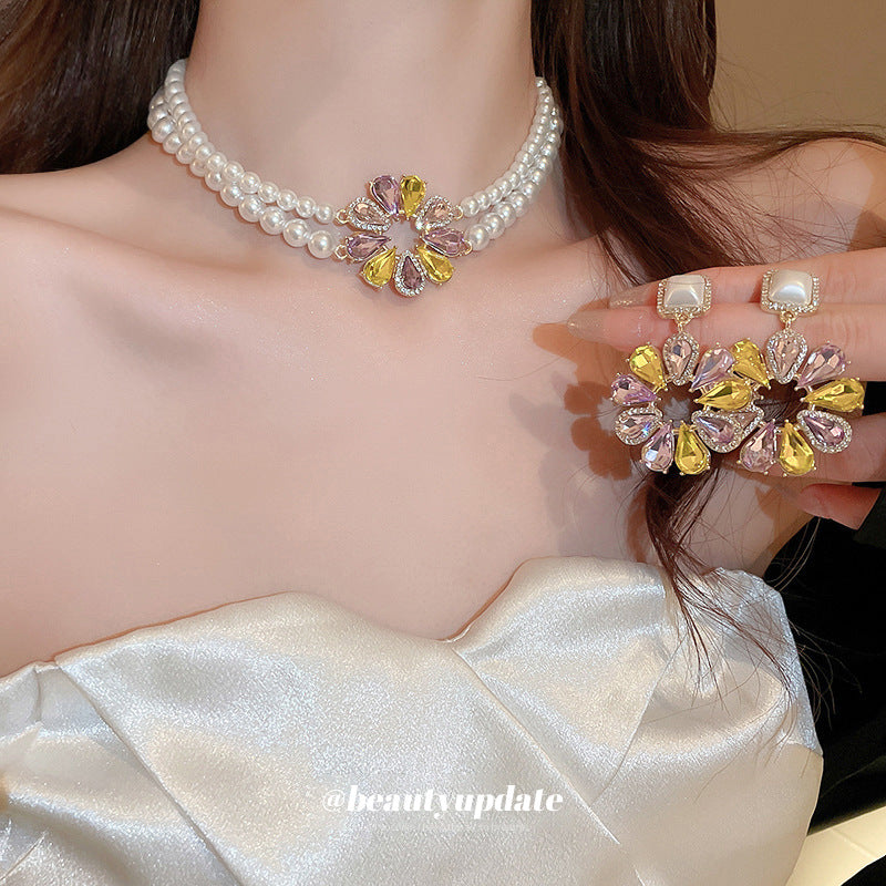 Sier Water Drop Flower Pearl French Retro Minority Affordable Luxury Rings