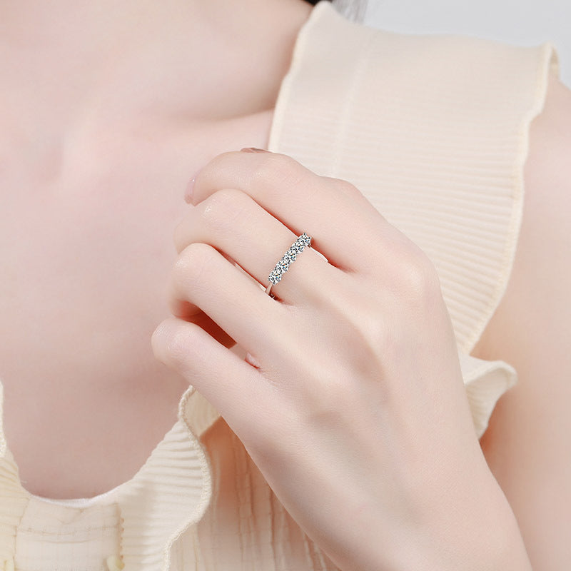 Women's Sier Inlaid Platinum Plated Meson Proposal Rings
