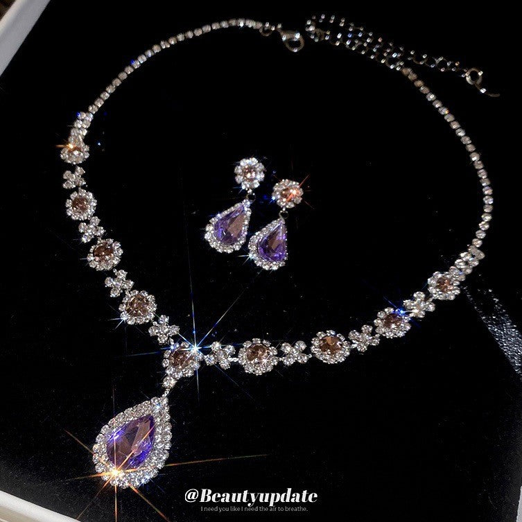 Drop Diamond Ear Affordable Luxury Style Stylish Clavicle Chain High Jewelry Set