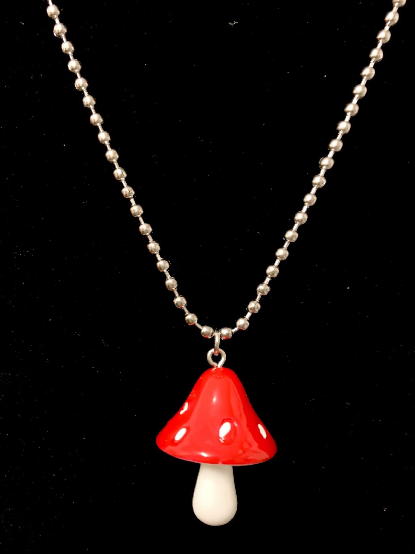 Children's Steel Ball Bead Chain Mushroom Color Hip Hop Necklace