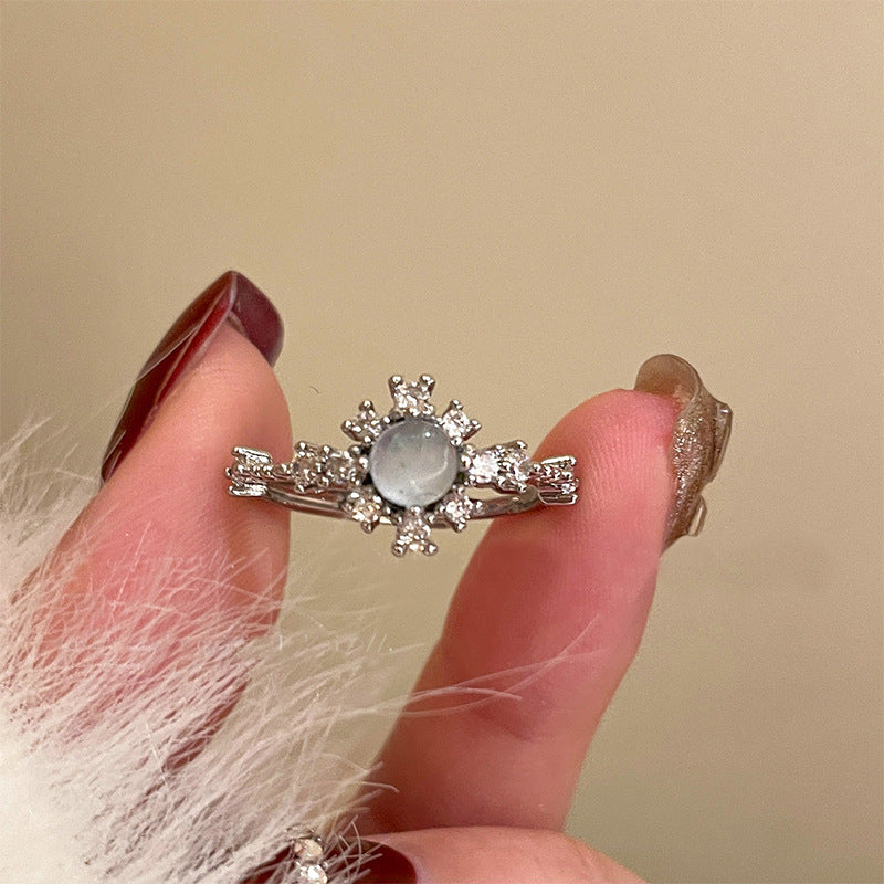 Zircon Female Open Light Luxury High Sense Niche Ring