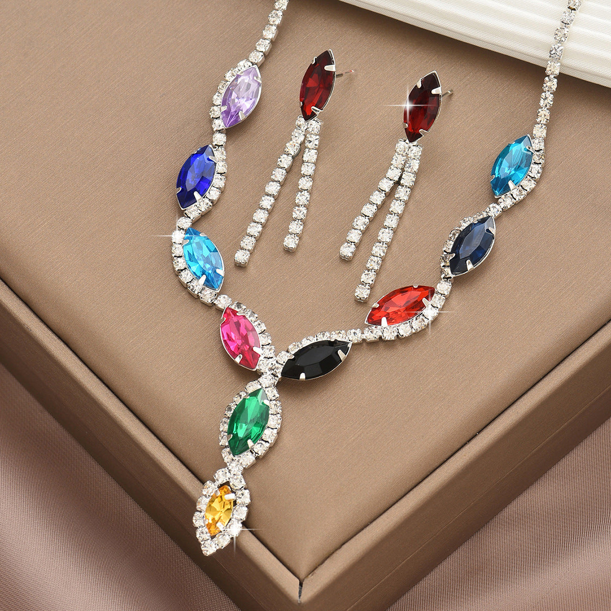 Full Diamond Rhinestone Two-piece Banquet Dress Jewelry Set