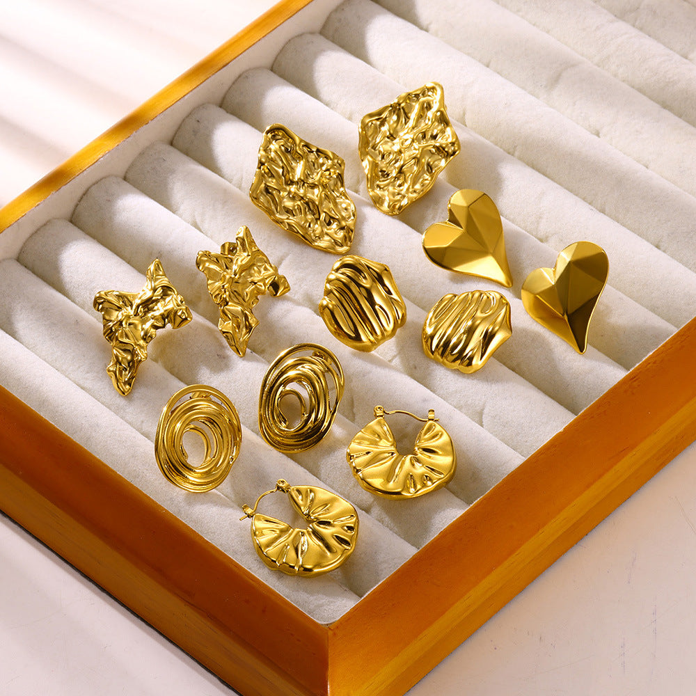 Exaggerated Stainless Steel Golden Flower Female Petal Rings