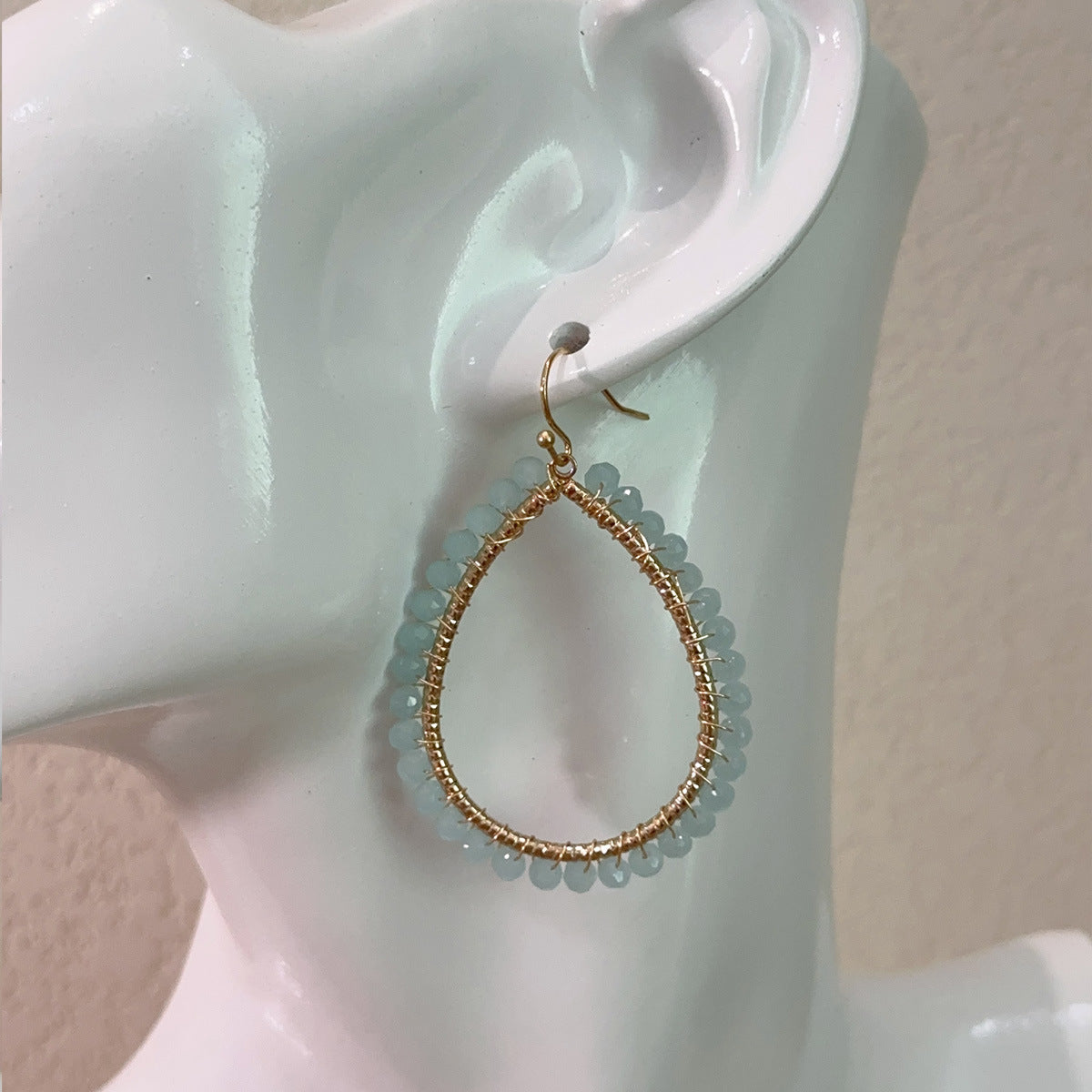 Drop-shaped Handmade Woven Crystal Beaded Bohemian Earrings