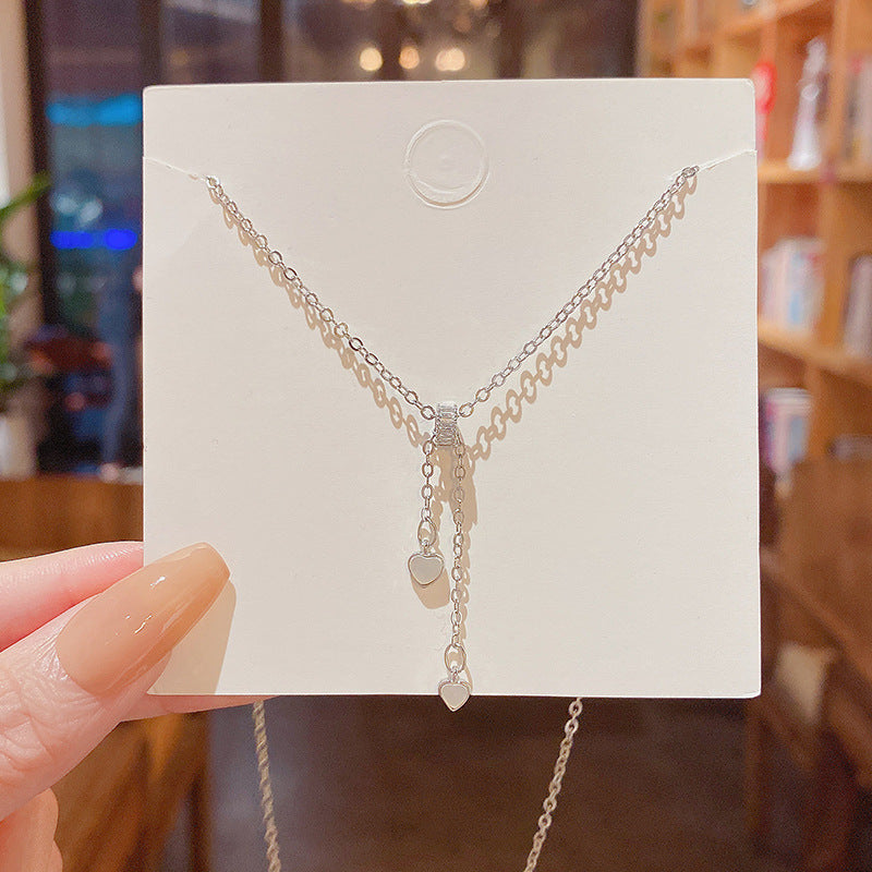 Tassel Double Love Titanium Steel Female Graceful Clavicle Necklace