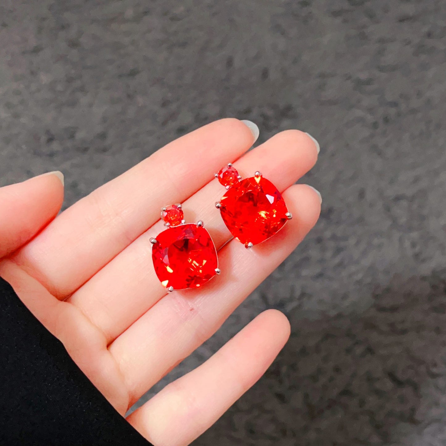 Women's Live Streaming Imitation Paraiba Luxury Full Diamond Redstone Jewelry Set
