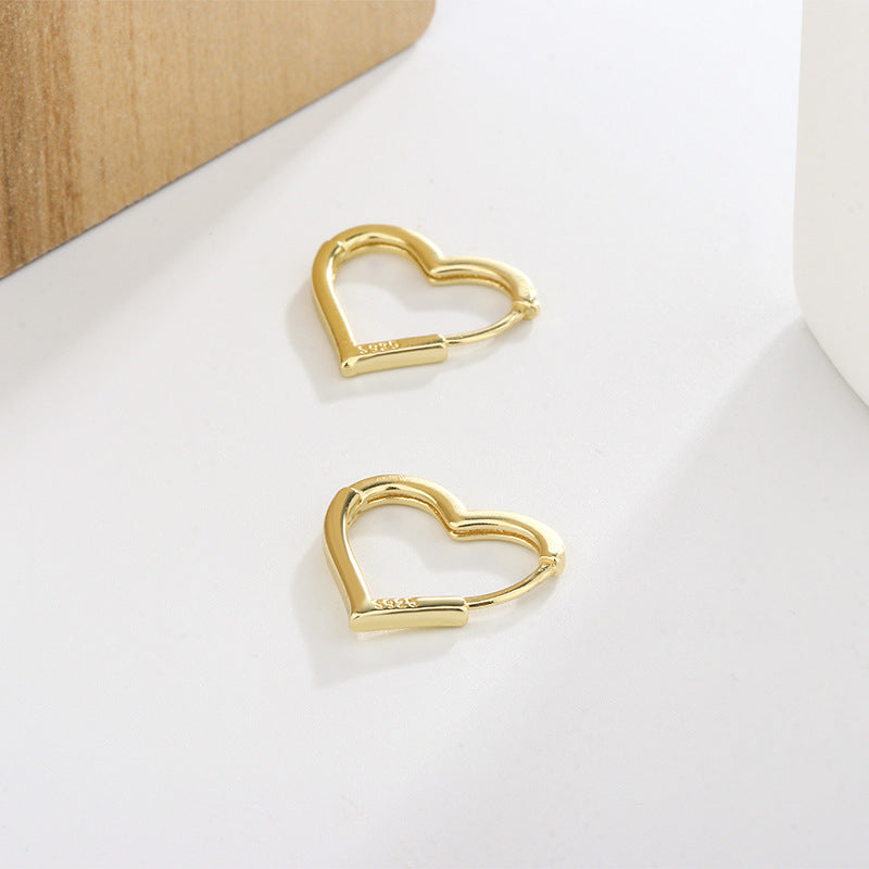 Women's Personality Love Heart Ear Clip Style Temperament Heart-shaped Retro Earrings