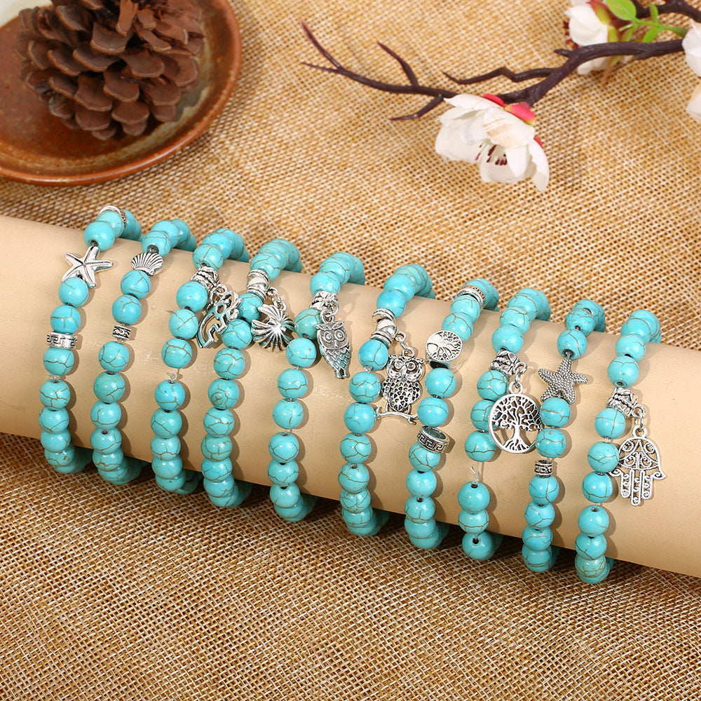Turquoise Seahorse Starfish Turtle Owl Lucky Bracelet