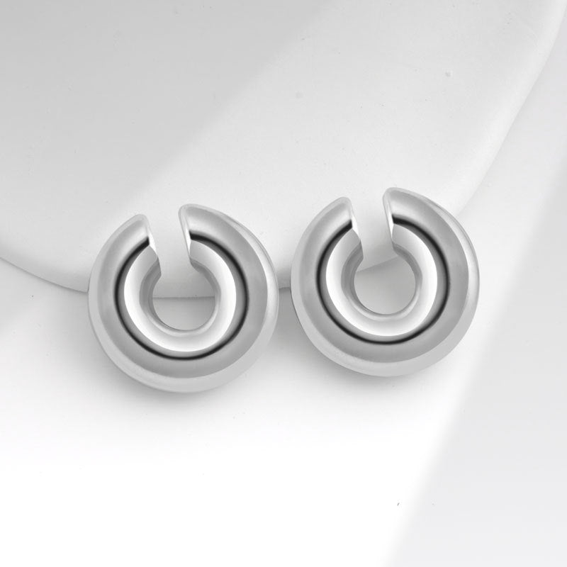 Geometric Metal Niche Design Frosty Style High Stud Earrings